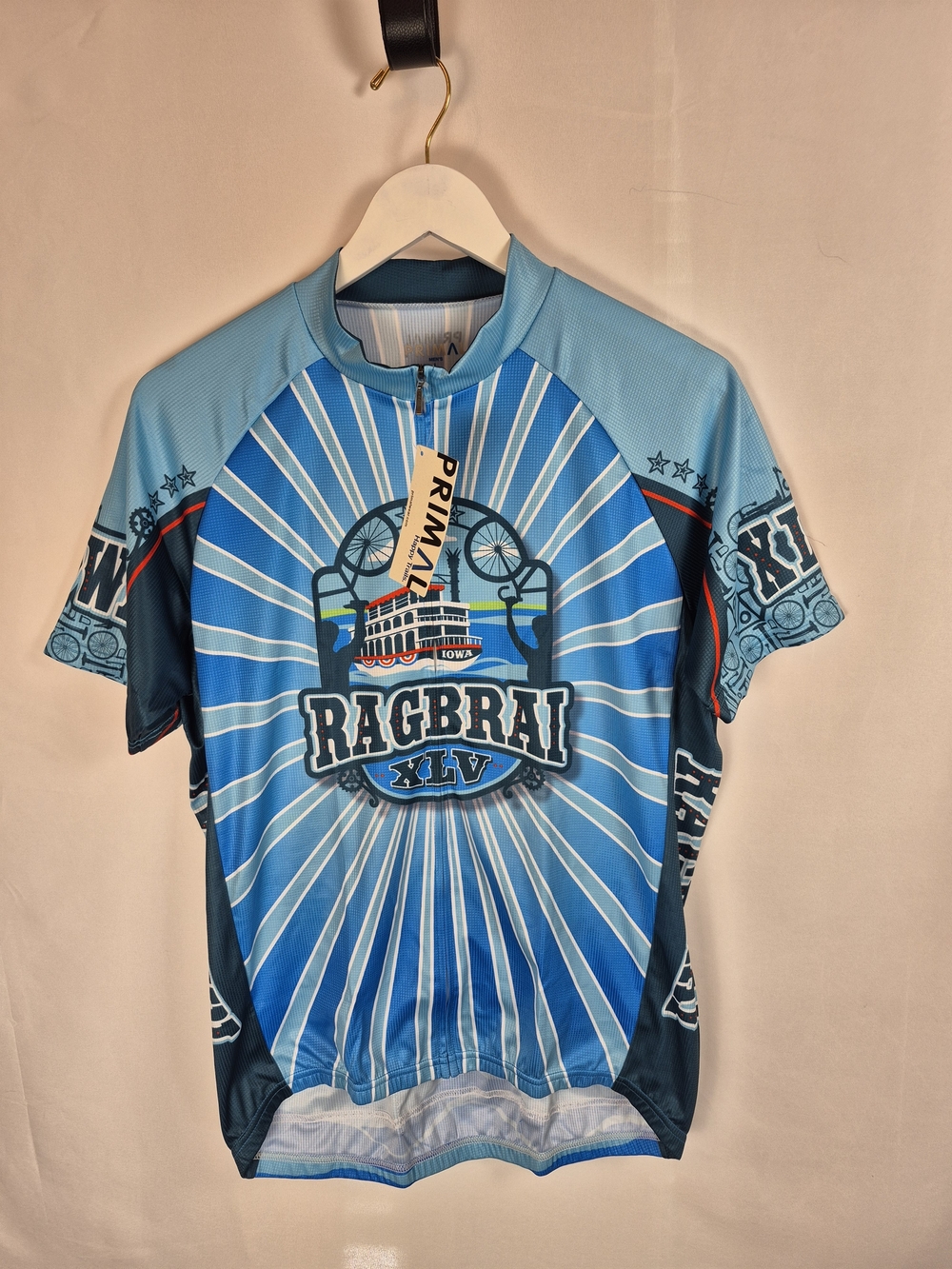 Primal RAGBRAI XLV Blue Cycling Jersey Size L NWT